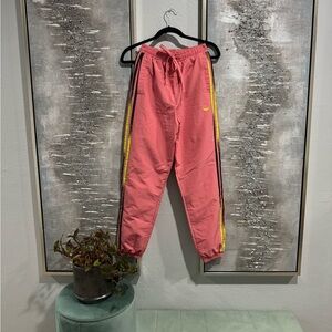 Adidas Pink Track Pants with Yellow & Black Stripe